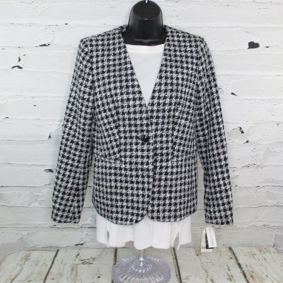 Bar III Suit Separates Houndstooth Jacket - Picture 6 of 9